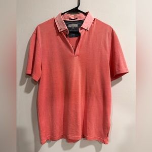 Ted Baker Pink Short Sleeve Polo Shirt Sz 4 Button Down Collar Quiet Luxury
